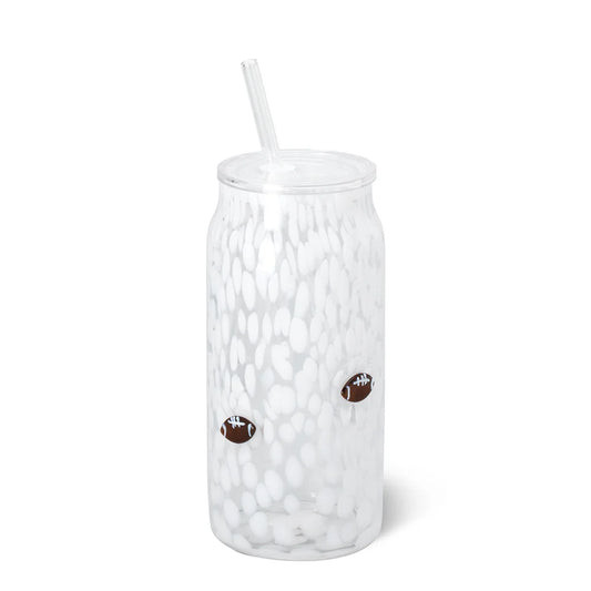 Swig | White Football Charm Soda Glass 23oz