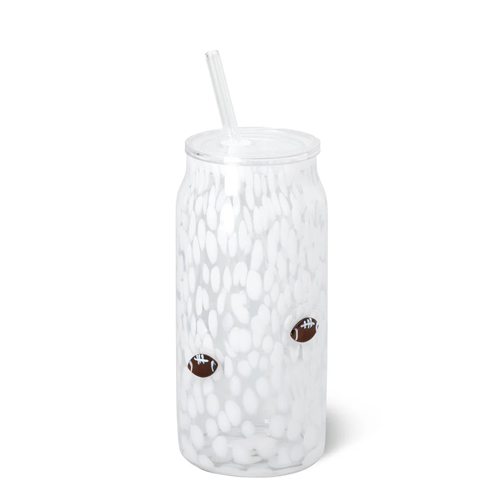 Swig | White Football Charm Soda Glass 23oz