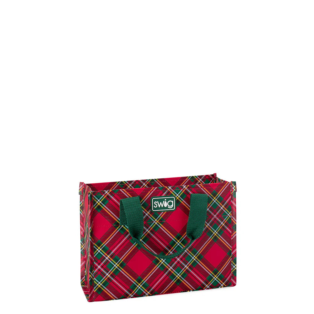CHRISTMAS PLAID Small Reusable Gift Bag