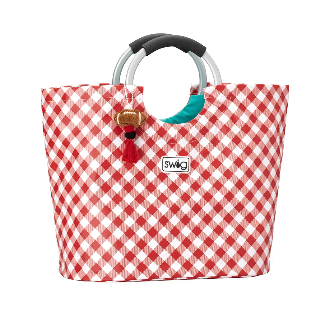 Swig | Loopi Tote Bag in Gameday Gingham Red & Black