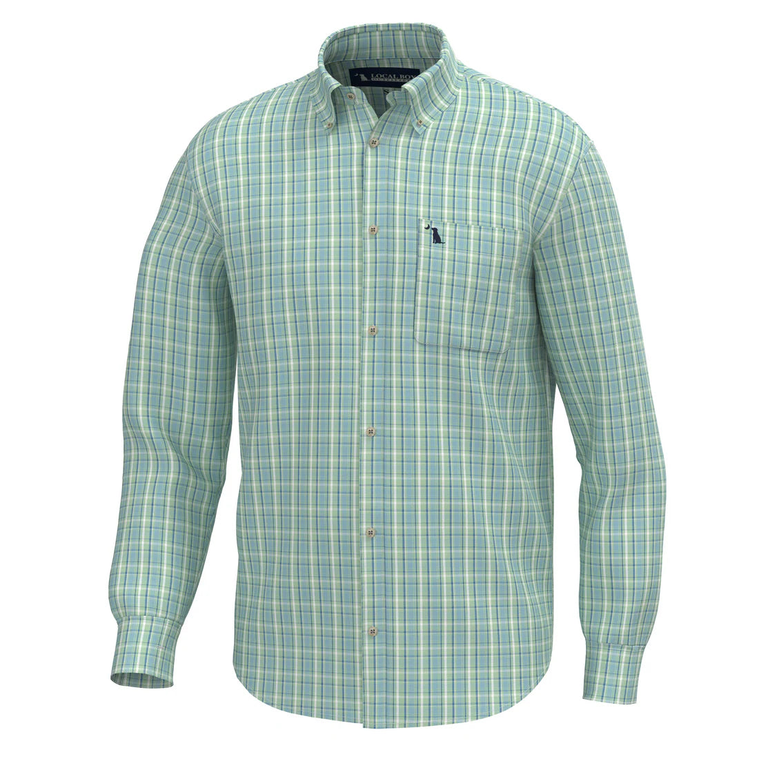 Local Boy | Buffkin Dress Shirt in Teal/Lime/Sailor Blue