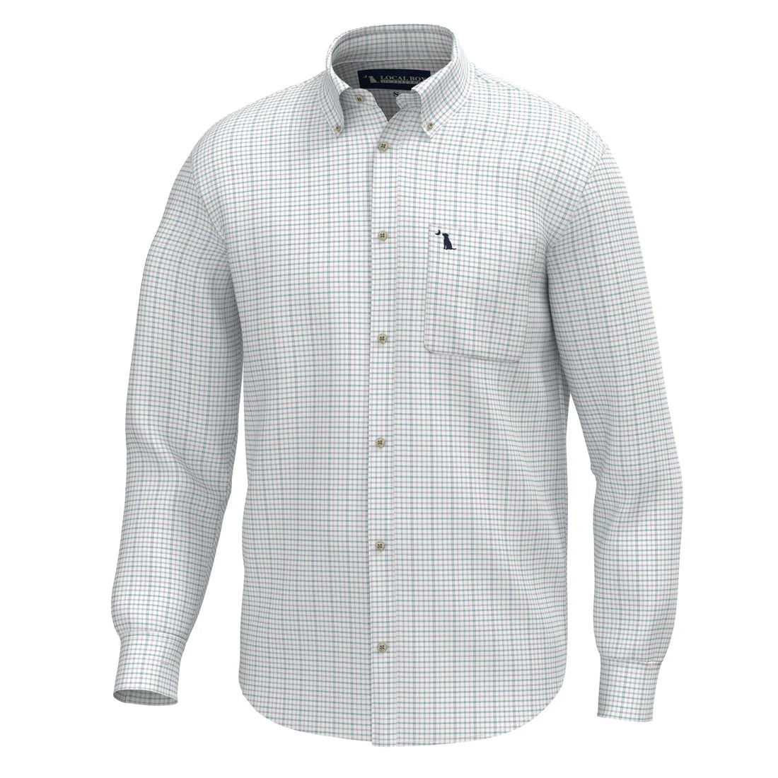Local Boy | Blythe Dress Shirt in Stone Blue/Lilac/Plum