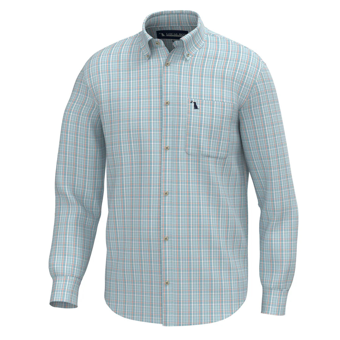Local Boy | Buffkin Dress Shirt in Teal/Aqua/Salmon