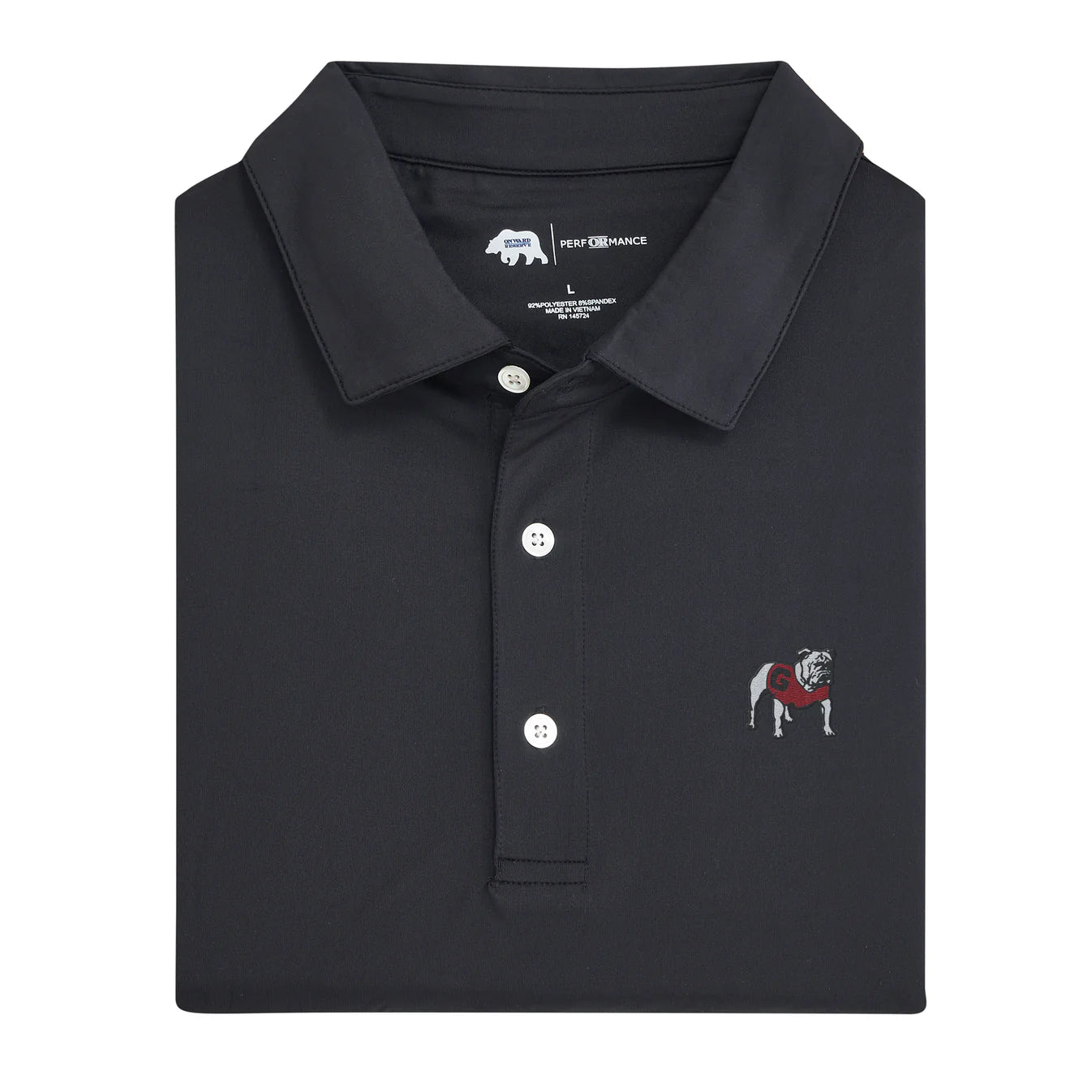 Onward Reserve Standing Bulldog Solid Performance Polo in Black
