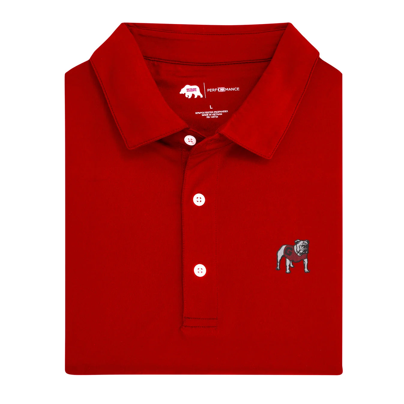 Onward Reserve | UGA Standing Bulldog Solid Performance Polo in Red