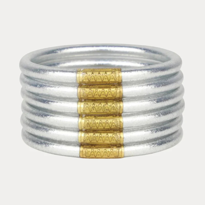 BuDha Girl | Silver All Weather Bangles (Set of 6)