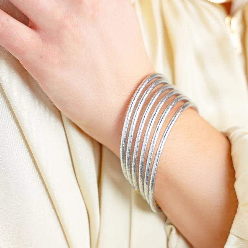 BuDhaGirl | Silver Lumine All Weather Bangles (Set of 6)