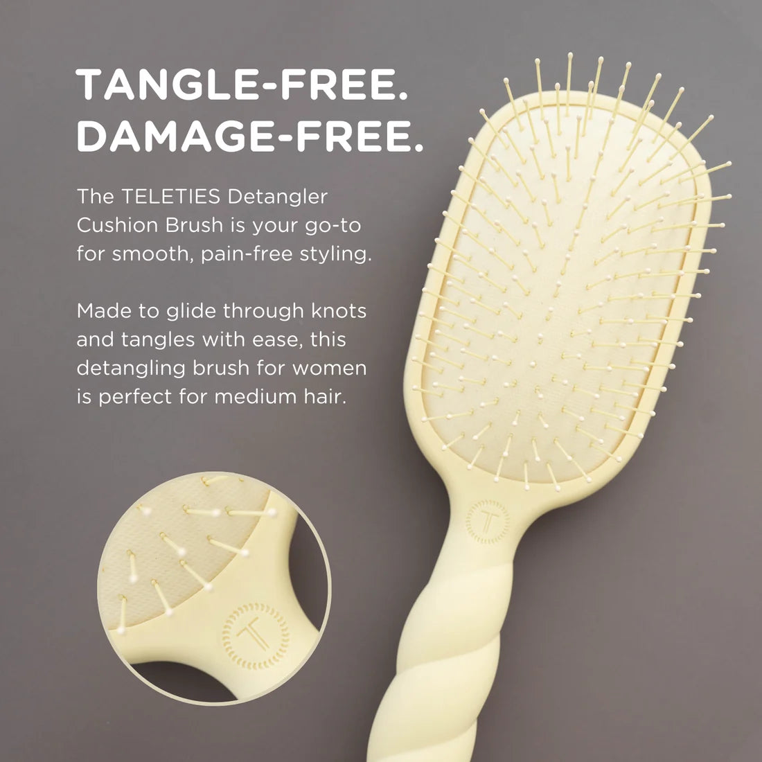 Teleties | Detangler Hair Brush for Medium Hair in Tan