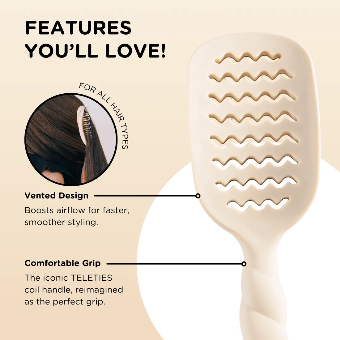 Teleties | Vented Hair Brush in Tan