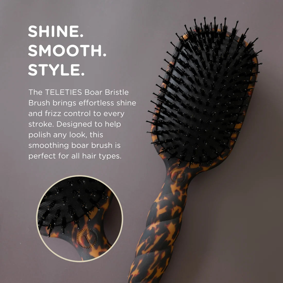 Teleties | Boar Bristle Hair Brush in Tortoise