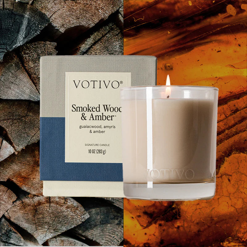 Votivo | Smoked Wood & Amber 10 oz. Signature Candle