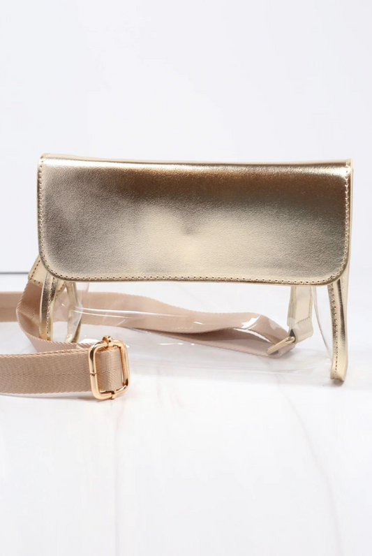 Tatum Convertible Clear Bag in 24k Gold