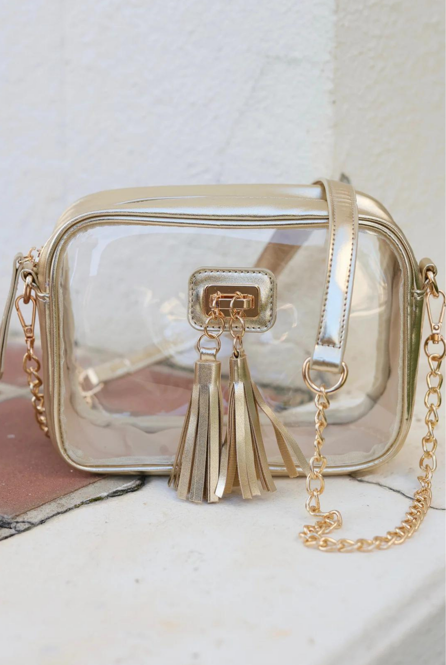 Addison Clear Crossbody in 24k Gold