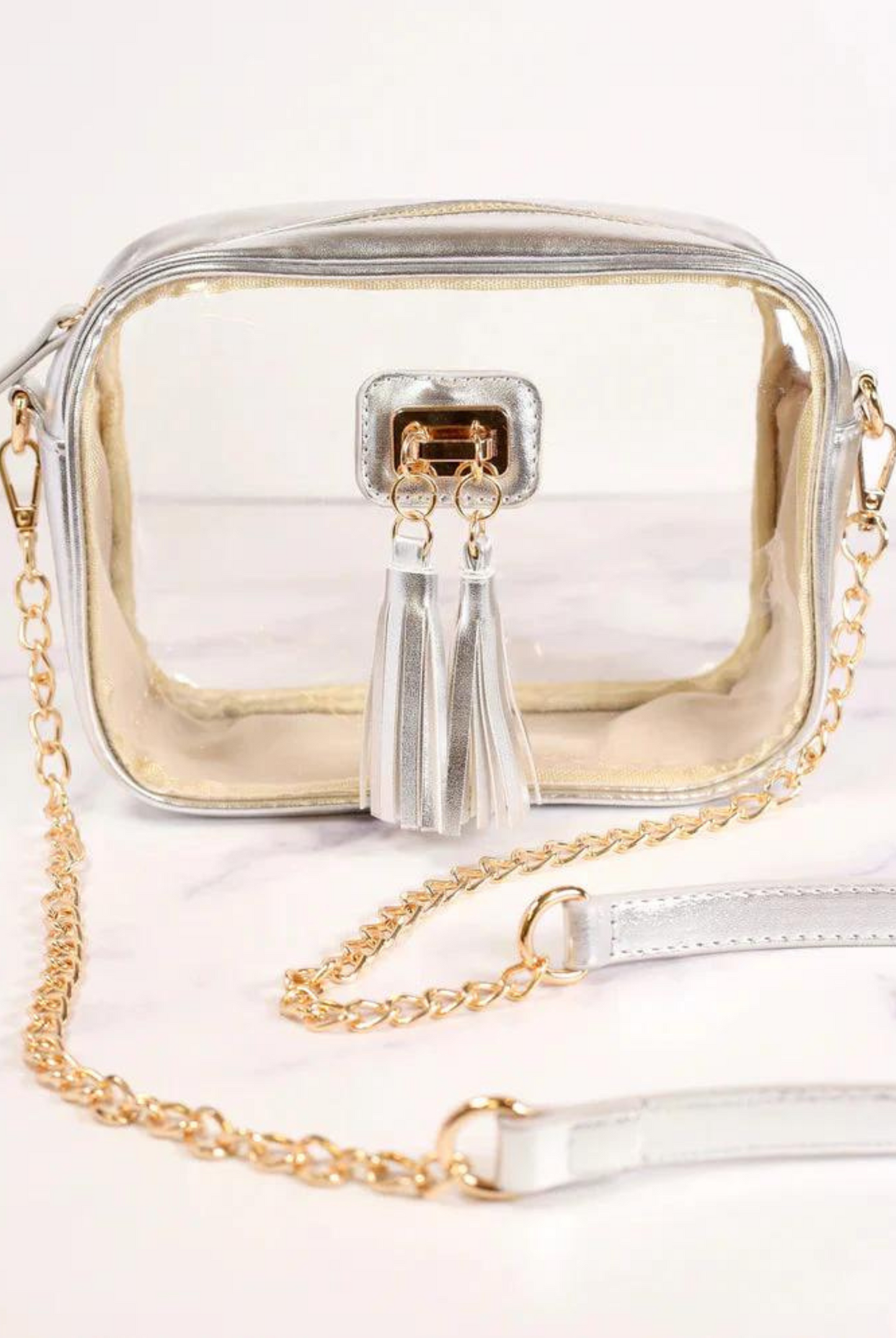 Addison Clear Crossbody in Platinum