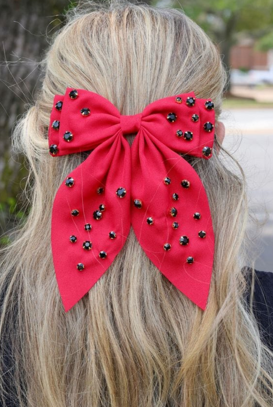 Brett Hair Bow in Red & Black