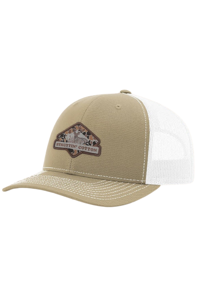 Struttin Cotton Diamond Buck Patch Hat in Bottomland & Khaki