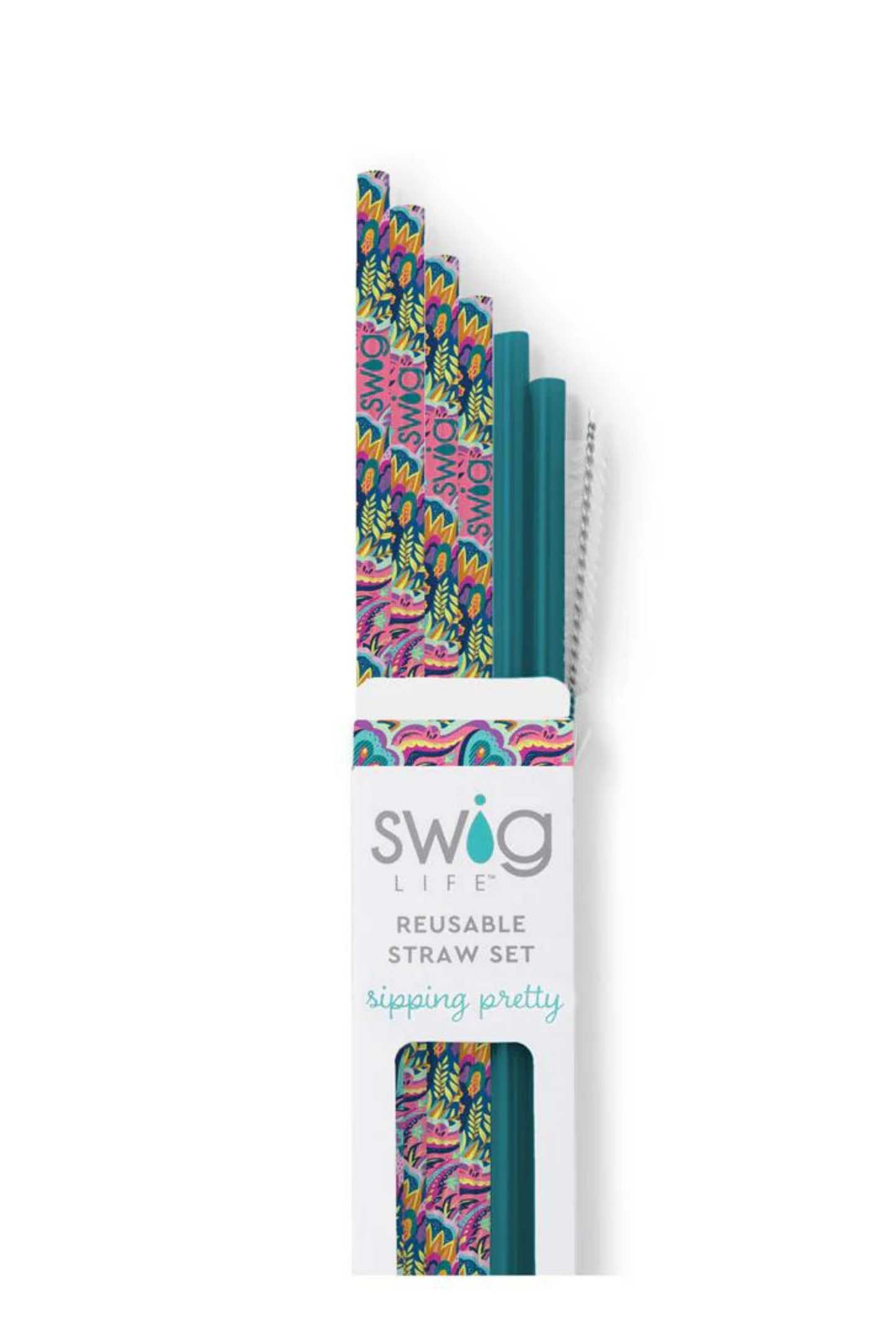 Bazaar + Teal Reusable Straw Set