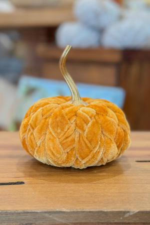 Small Braided Plush Pumpkin in Mustard