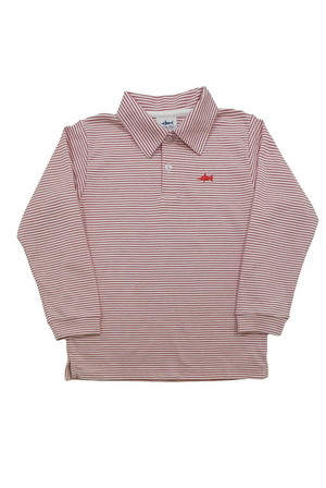 Saltwater Boys Signature Long Sleeve Polo in Red Stripe