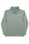 Saltwater Boys Banks Long Sleeve Polo in Aqua & White Stripe