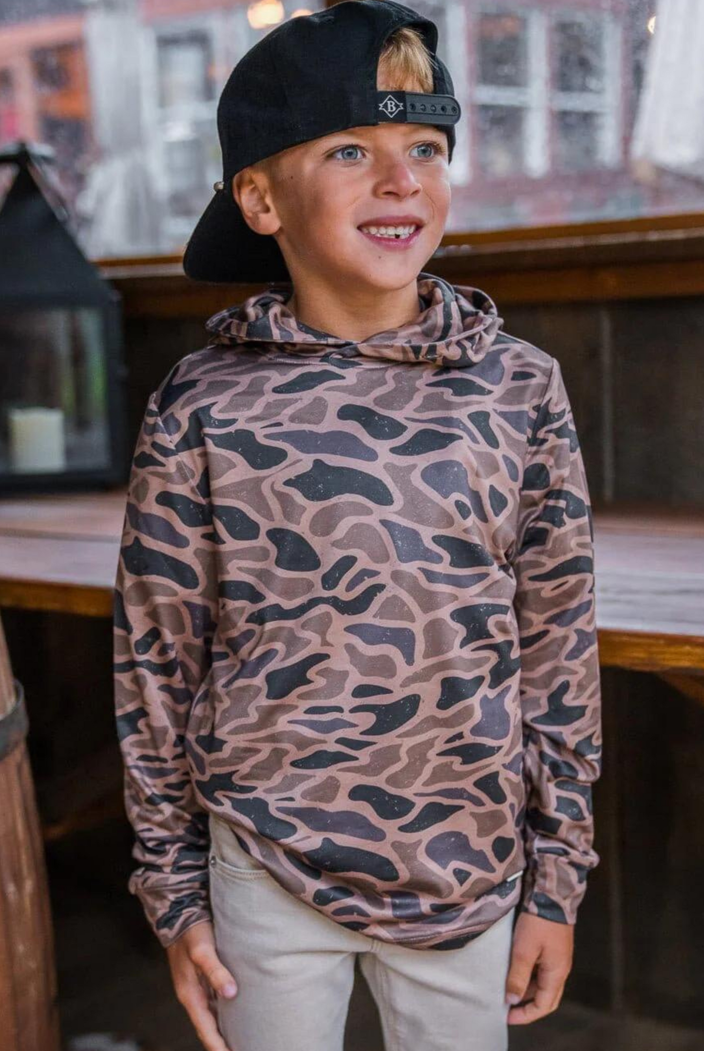 Burlebo Kids Performance Hoodie in Gauge Camo