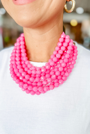 The Olivia Necklace in Marble Fuchsia