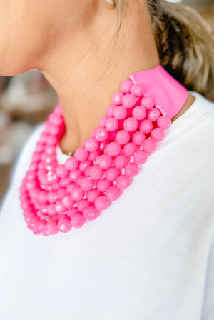 The Olivia Necklace in Marble Fuchsia