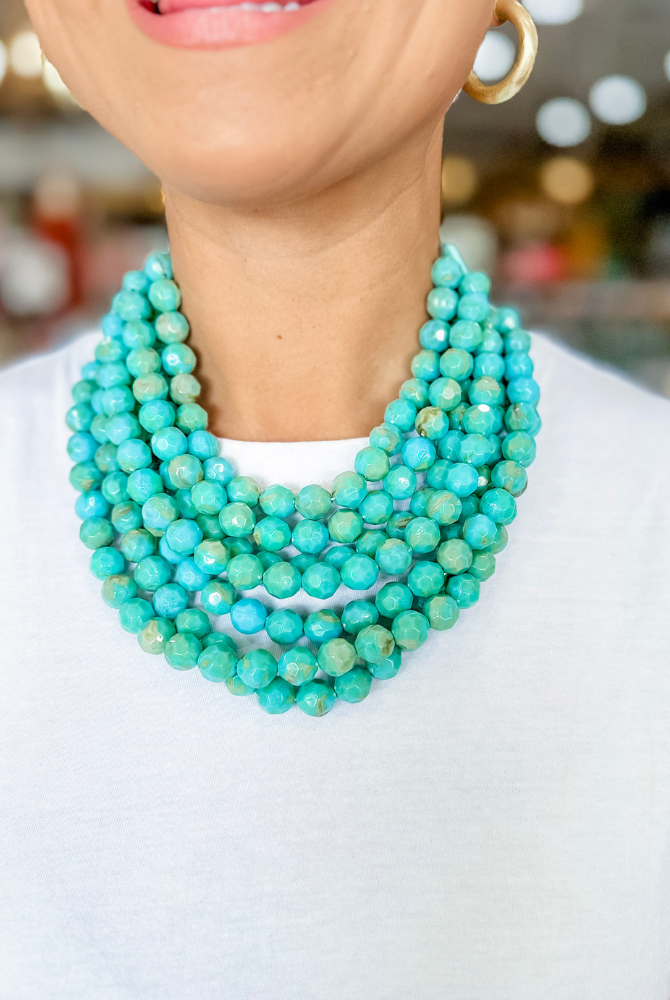 The Olivia Necklace in Marble Turquoise