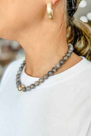 The Evie Necklace in Light Gray