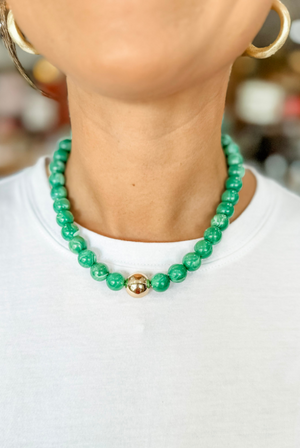 The Evie Necklace in Dark Green