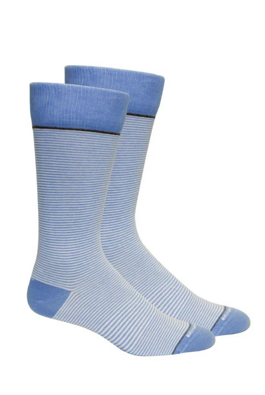 Brown Dog Stand Up Stripe Socks in Della Blue & White