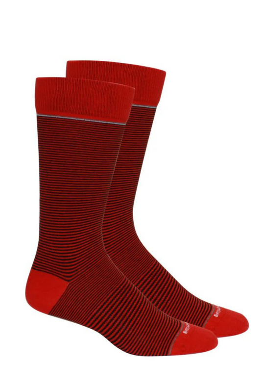 Brown Dog Stand Up Stripe Socks in Red & Black