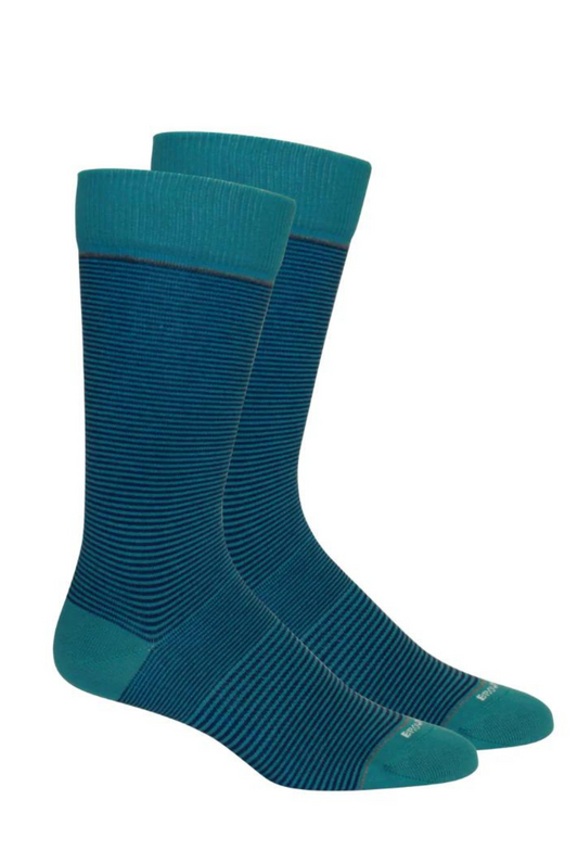 Brown Dog Stand Up Stripe Socks in Teal & Navy