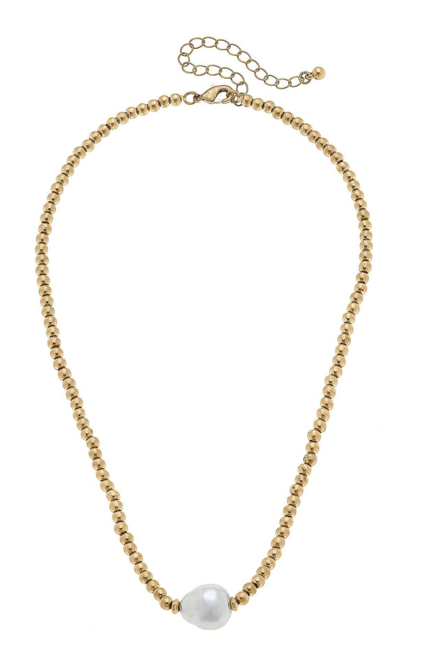 Greta Freshwater Pearl Necklace in Worn Gold