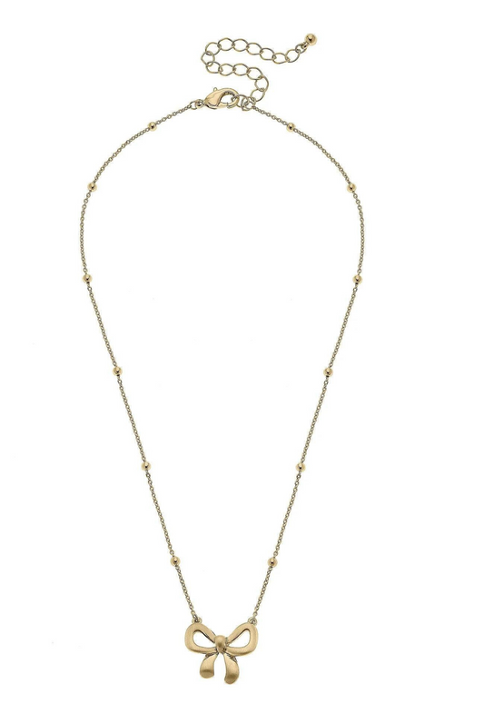 Rosalie Bow Necklace in Satin Gold