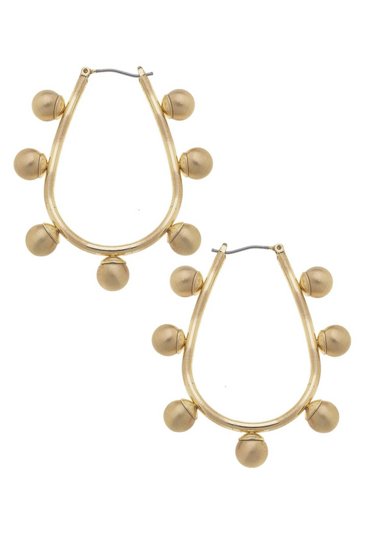 Allison Studded Metal Teardrop Hoops in Satin Gold