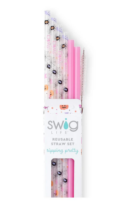 Sweet & Spooky + Pink Reusable Straw Set