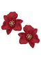 Valentina Enamel Flower Statement Earrings in Red