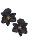 Valentina Enamel Flower Statement Earrings in Black