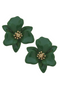 Valentina Enamel Flower Statement Earrings in Green