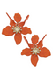 Chloe Resin Flower Statement Earrings in Burnt Orange