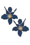 Chloe Resin Flower Statement Earrings in Navy