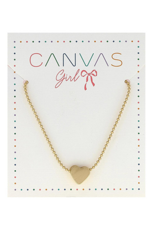 Girl's Cleo Heart Necklace in Worn Gold