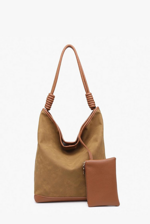 Harper Distressed Hobo Bag in Brown