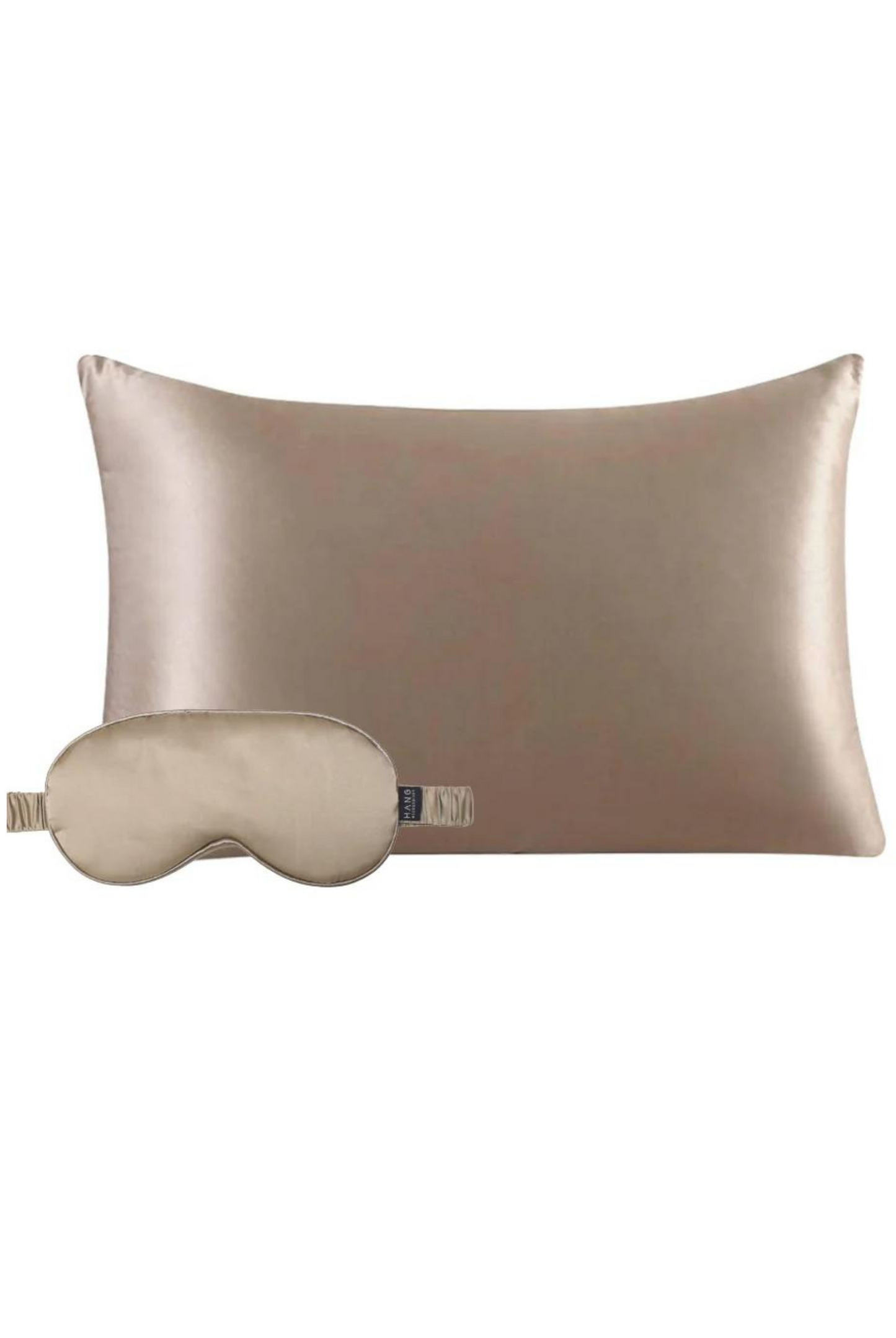 Taupe Satin Pillowcase & Taupe Satin Eye Mask Set