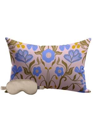 Lemonade Satin Pillowcase & Taupe Satin Eye Mask Set