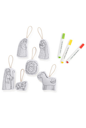 Nativity Plush Color Me Ornament Set of 6