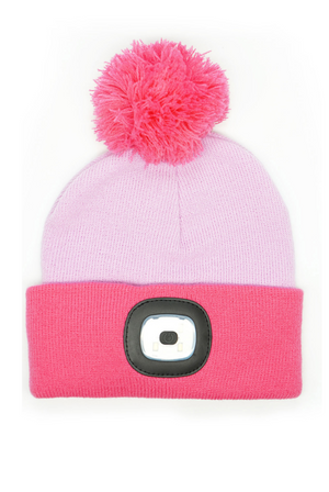 Kids Pink Rechargable LED Beanie