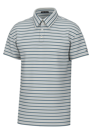 Youth Humphrey Stripe Polo in Blue & Cream