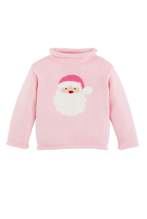 Pink Rollneck Santa Sweater